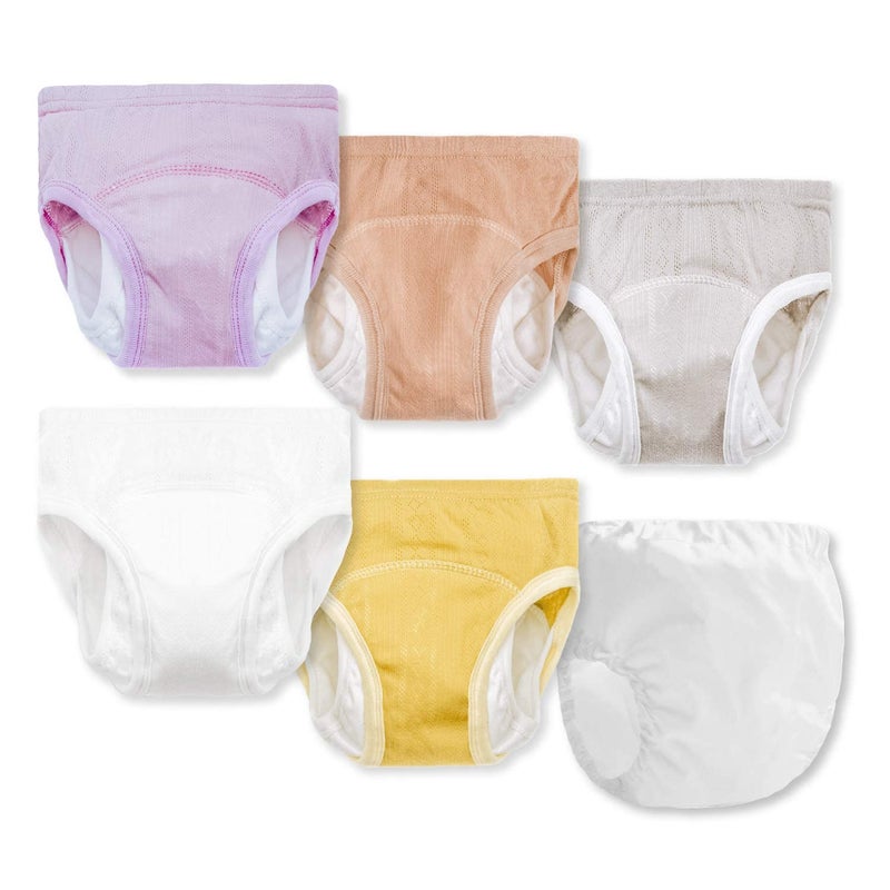 Joyo roy 5Pcs Toddler Potty Training Underwear for Girls Double Thigh Wings for Antileak Little Girls Underwear Cotton Potty Training Pants Toddler Girl Panties 4t with a Waterproof Cloth Diaper Cover - Image 1